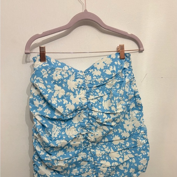 Mango Blue and White Bubble Mini Skirt - Picture 2 of 4